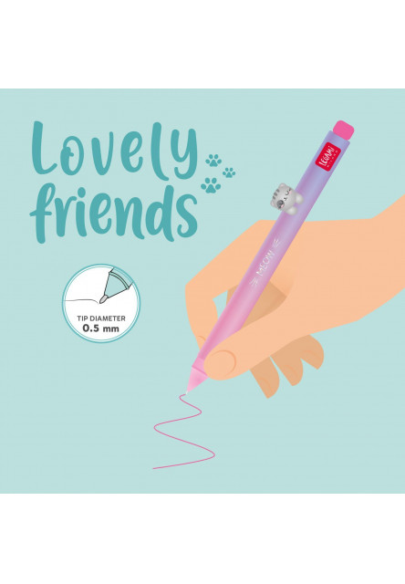 Gélové pero Legami Lovely Friends - Gel Pen With Animal Decoration - Kitty - 0,5 mm - Pink Ink