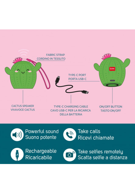 Bezdrátový reproduktor Legami Pump Up The Volume - Mini Wireless Speaker - Cactus