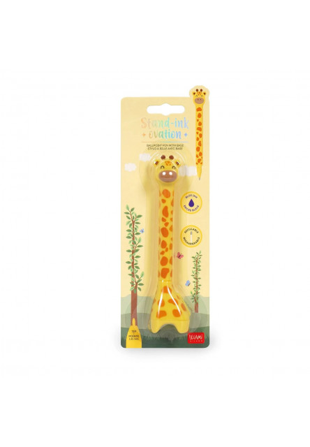 Guľôčkové pero Legami Stand-Ink Ovation - Ballpoint Pen With Base - Giraffe - 1 mm - Blue Ink
