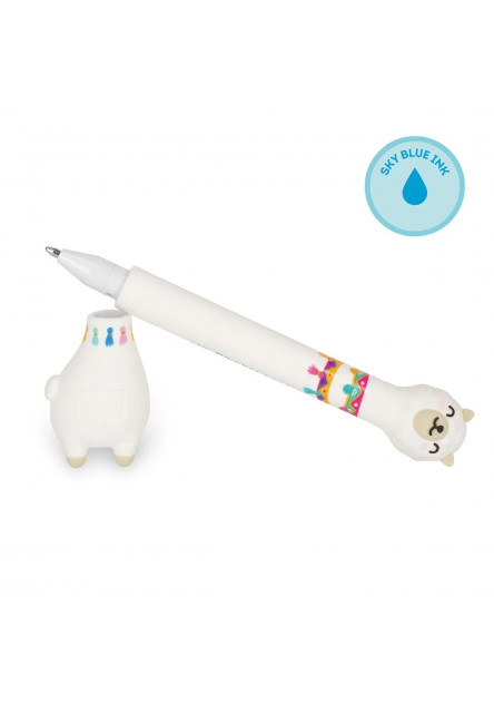 Guľôčkové pero Legami Stand-Ink Ovation - Ballpoint Pen With Base - Llama - 1 mm - Sky Blue Ink