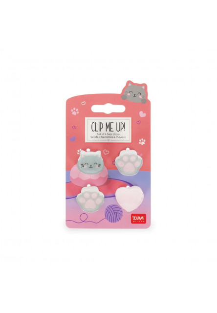 Štipce do vlasov Legami Clip Me Up! - Set Of 4 Mini Hair Clips - Kitty