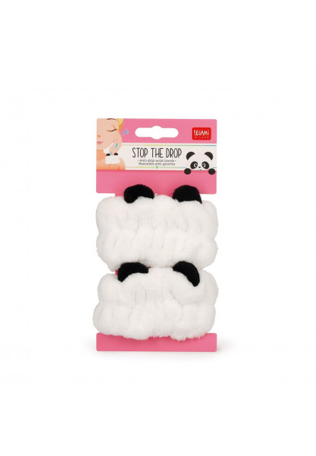 Kozmetické náramky proti stekaniu vody Legami Stop The Drop - Anti-Drip Wrist Bands Skincare - Panda