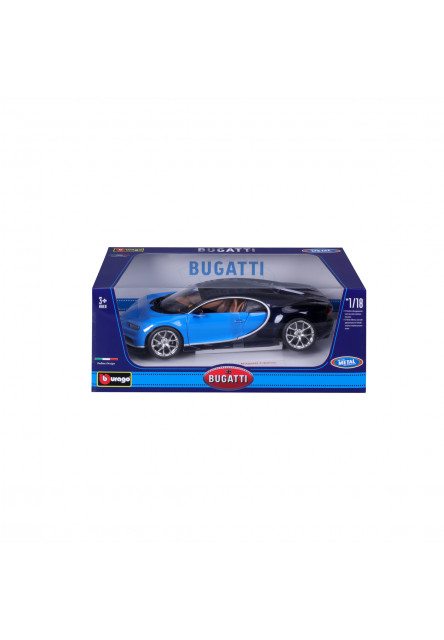 Bburago- Autá HOBBY,Bugatti Chiron, modrá, 1:18