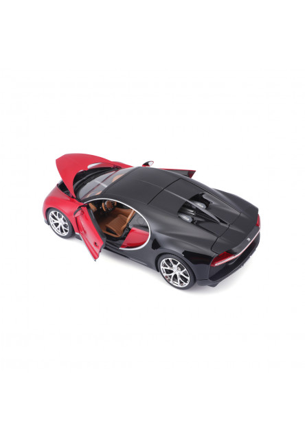 Bburago - Autá HOBBY, Bugatti Chiron, červeno-čierna, 1:18