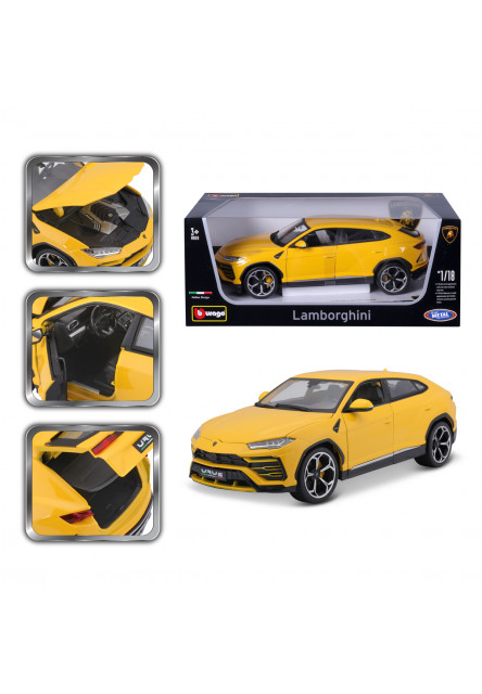 Bburago - Autá HOBBY, Lamborghini Urus, žltá, 1:18
