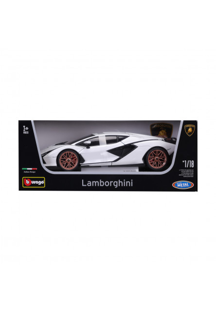 Bburago - Autá HOBBY, Lamborghini Sián FKP 37, biela, 1:18