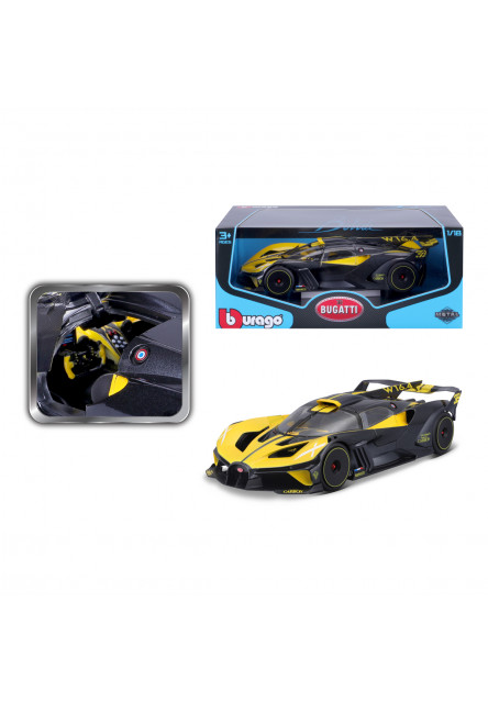 Bburago - Autá HOBBY, Bugatti Bolide, žlto-čierna, 1:18