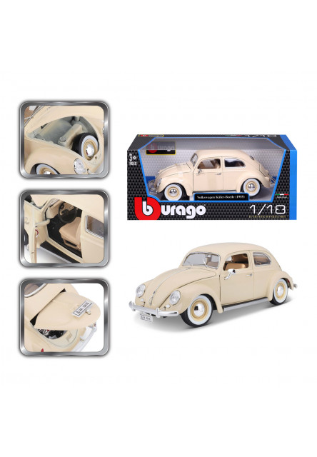 Bburago - Autá HOBBY- Volkswagen Käfer Beetle 1955, béžová, 1:18