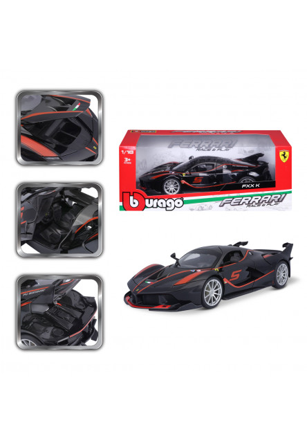 Bburago - RACE+PLAY, Ferrari FXX K, čierna, 1:18