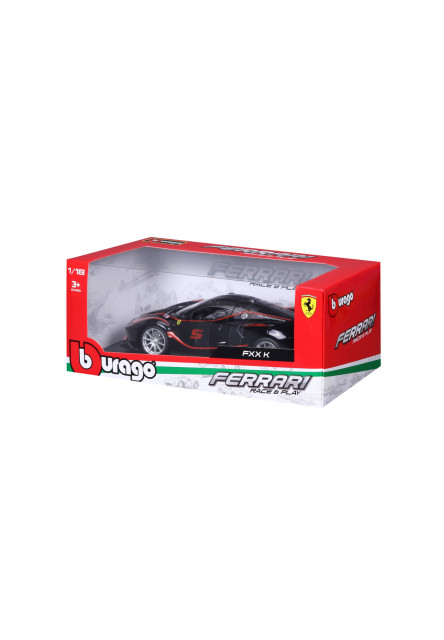 Bburago - RACE+PLAY, Ferrari FXX K, čierna, 1:18