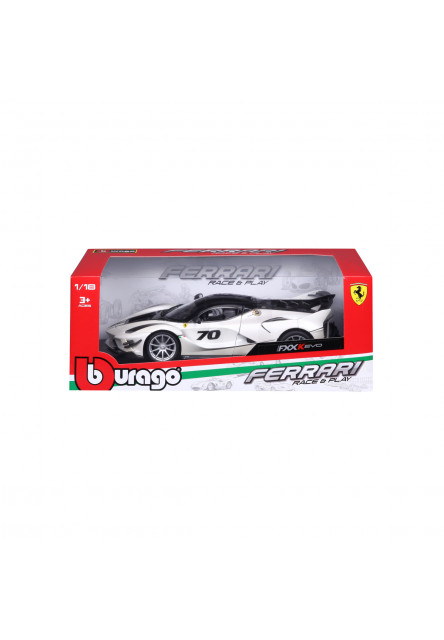 Bburago - RACE+PLAY, FERRARI TOP, FXX-K EVO, bielo-čierna, 1:18