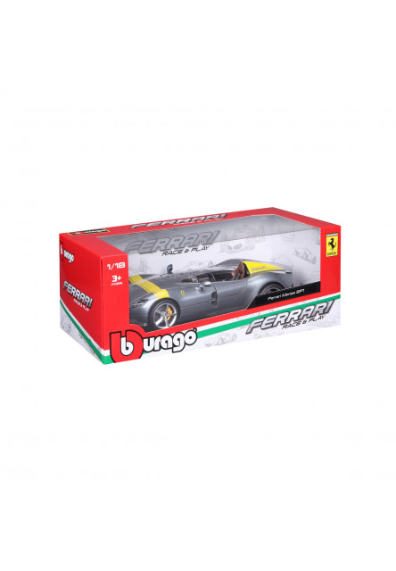Bburago - RACE+PLAY, Ferrari Monza SP1, strieborná, 1:18