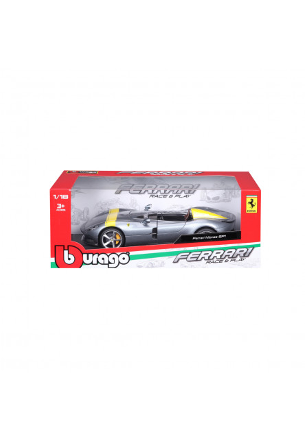 Bburago - RACE+PLAY, Ferrari Monza SP1, strieborná, 1:18