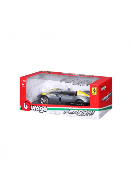 Bburago - RACE+PLAY, Ferrari Monza SP1, strieborná, 1:18