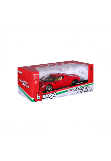 Bburago - RACE+PLAY, Ferrari, Ferrari 296 GTB, červená, 1:18