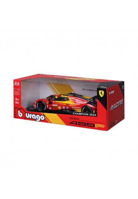 Bburago - RACING, FERRARI 499P, 24H LE MANS CHAMPION 2024, červená, 1:18