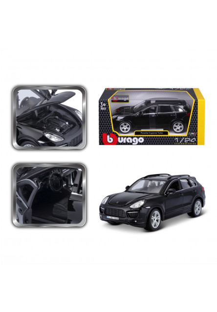 Bburago - Autá HOBBY, Porsche Cayenne Turbo, čierna, 1:24