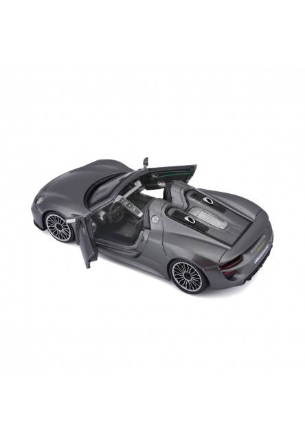 Bburago - Autá HOBBY, Plus, Porsche 918 Spyder, metalic šedá, 1:24