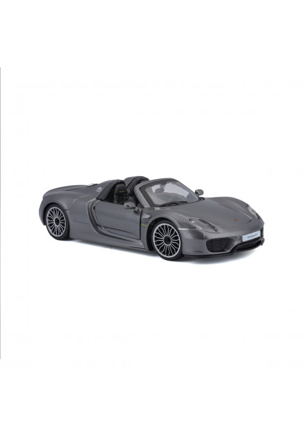 Bburago - Autá HOBBY, Plus, Porsche 918 Spyder, metalic šedá, 1:24