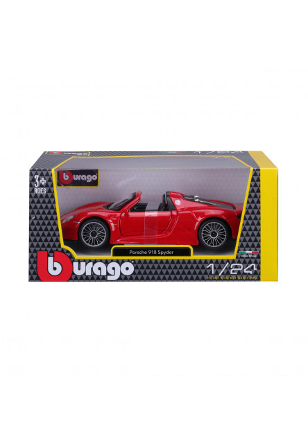 Bburago - Autá HOBBY, Plus, Porsche 918 Spyder, červená, 1:24