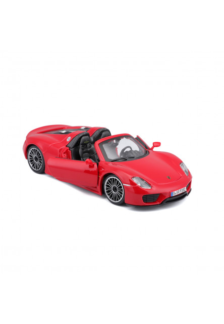 Bburago - Autá HOBBY, Plus, Porsche 918 Spyder, červená, 1:24