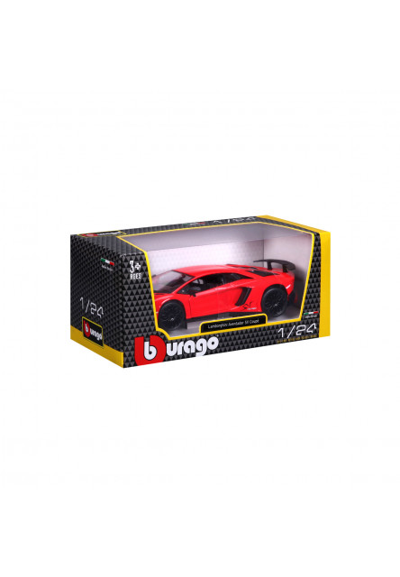 Bburago - Autá HOBBY, Lamborghini Aventador SV Coupé, červená, 1:24