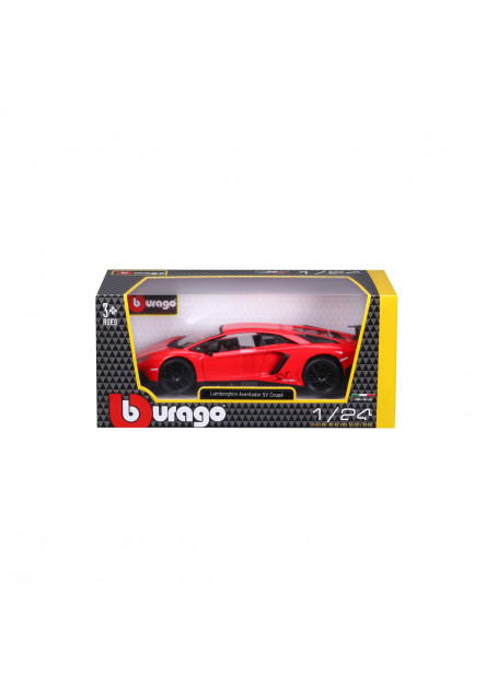 Bburago - Autá HOBBY, Lamborghini Aventador SV Coupé, červená, 1:24