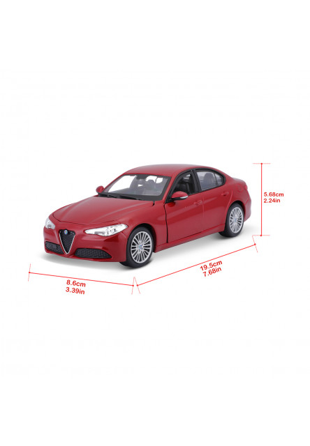 Bburago - Autá HOBBY, Plus, Alfa Romeo Giulia, metalic červená, 1:24