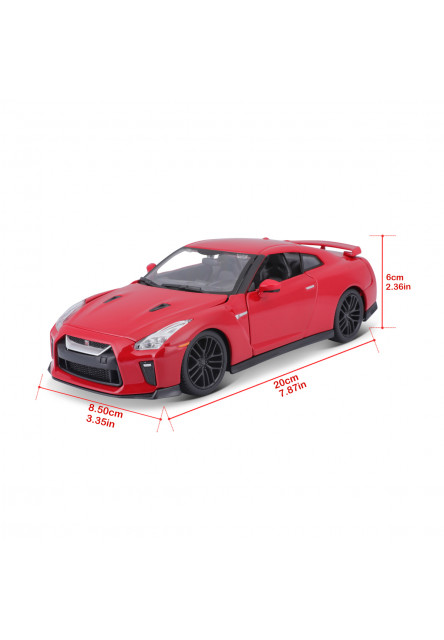 Bburago - Autá HOBBY, 2017 Nissan GT-R, červená, 1:24