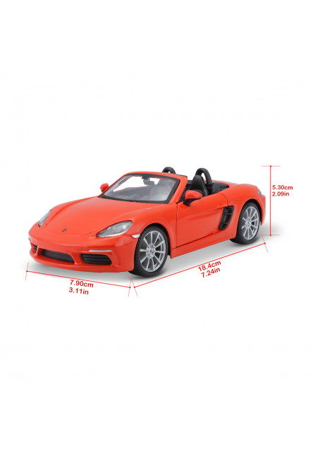Bburago - Autá HOBBY, Plus, Porsche 718 Boxster, orange, 1:24