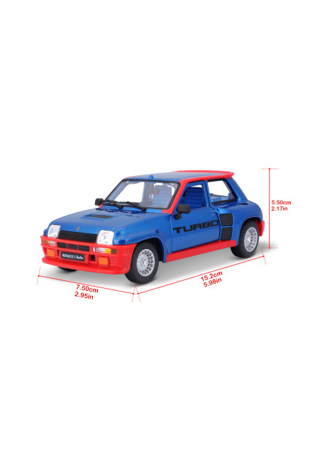 Bburago - Autá HOBBY, Plus, Renault 5 Turbo, modrá, 1:24