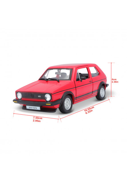 Bburago - Autá HOBBY, Plus, Volkswagen Golf Mk1 GTI (1979), červená, 1:24