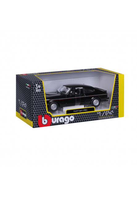 Bburago - Autá HOBBY, Plus, Ford Capri 1600 GT (1982), čierna, 1:24