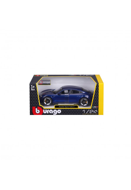 Bburago - Autá HOBBY, Porsche Taycan Turbo S, metal modrá, 1:24