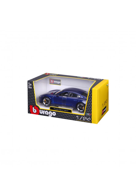 Bburago - Autá HOBBY, Porsche Taycan Turbo S, metal modrá, 1:24