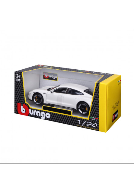 Bburago - Autá HOBBY, Plus, Porsche Taycan Turbo S, biela, 1:24