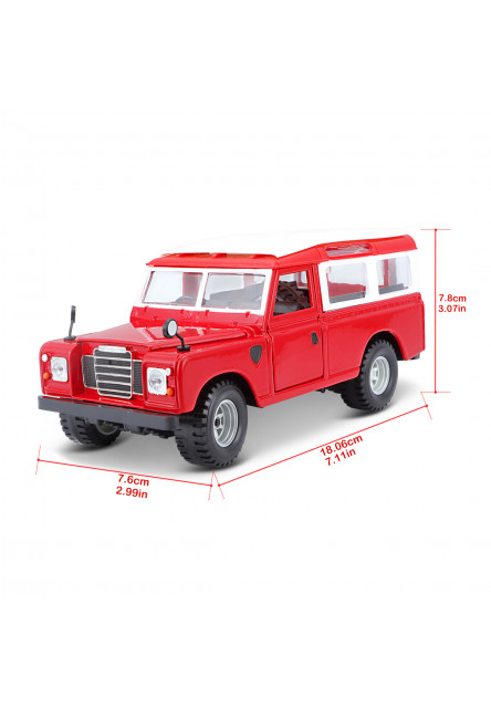 Bburago - Autá HOBBY, Land Rover Series II, červená, 1:24