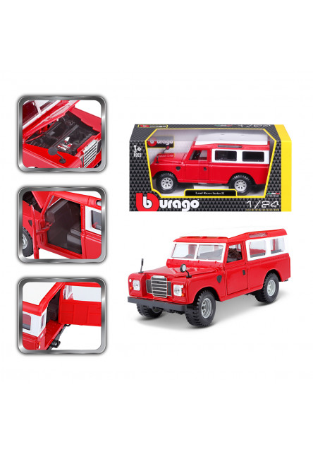 Bburago - Autá HOBBY, Land Rover Series II, červená, 1:24