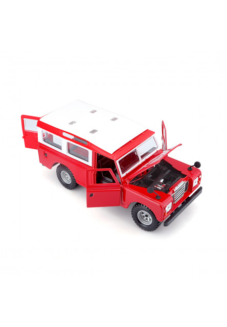 Bburago - Autá HOBBY, Land Rover Series II, červená, 1:24