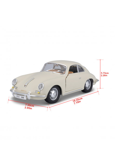 Bburago - Autá HOBBY, Porsche 356B Coupe (1961), krémové, 1:24