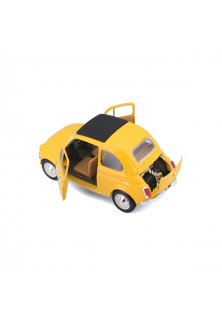 Bburago - Autá HOBBY, Fiat 500F (1965), žltá, 1:24