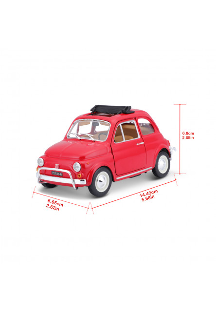 Bburago - Autá HOBBY, Fiat 500L (1968), červená, 1:24