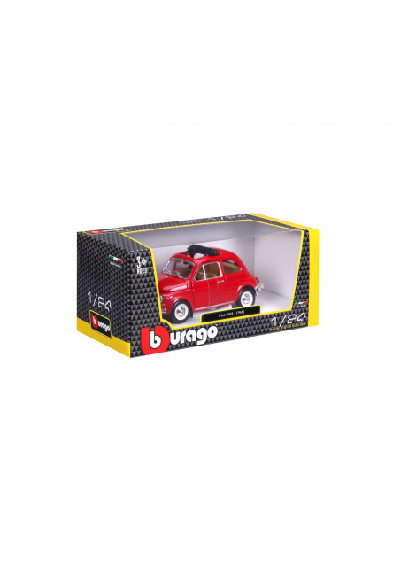 Bburago - Autá HOBBY, Fiat 500L (1968), červená, 1:24