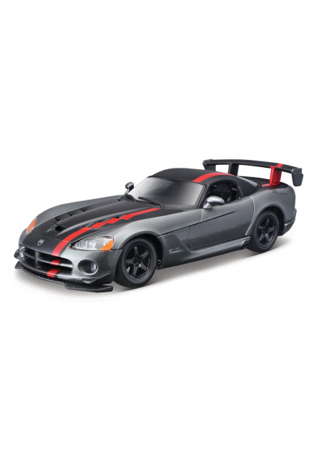 Bburago - Autá HOBBY, Dodge Viper SRT 10 ACR, šedá metalíza-matná čierna, 1:24