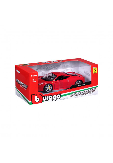 Bburago - RACE+PLAY, Ferrari 458 Italia, červená, 1:24