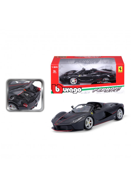 Bburago - RACE+PLAY, Ferrari LaFerrari Aperta, čierna metalíza, 1:24