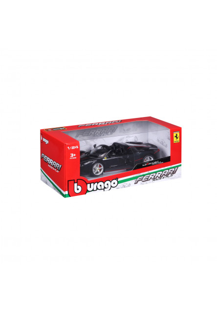Bburago - RACE+PLAY, Ferrari LaFerrari Aperta, čierna metalíza, 1:24