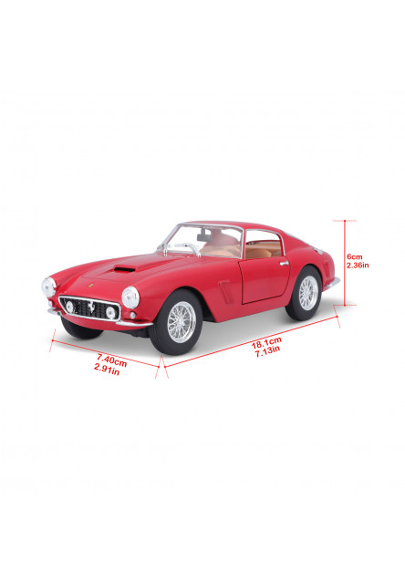Bburago - RACE + PLAY, Ferrari 250 GT Berlinetta Passo Corto, červená, 1:24