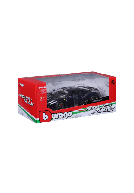 Bburago - RACE+PLAY, Ferrari 488 Pista, tmavo modrá, 1:24