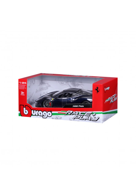 Bburago - RACE+PLAY, Ferrari 488 Pista, tmavo modrá, 1:24